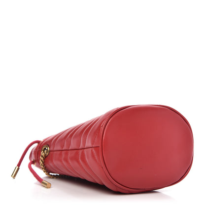Gucci Calfskin Matelasse Mini GG Marmont 2.0 Bucket Bag Hibiscus Red 4 of 9