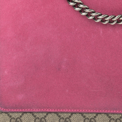 Gucci GG Supreme Monogram Suede Pierced Heart Embroidered Medium Dionysus Shoulder Bag Beige Ebony Pink Tropical Flower 15 of 15