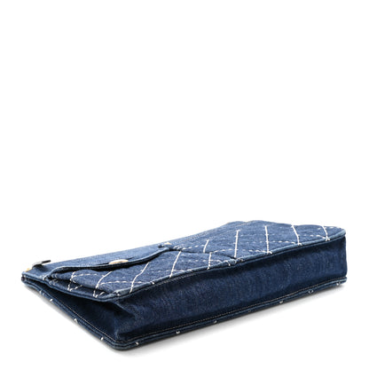 Chanel Denim Quilted Zipped Clutch Blue 5 of 8