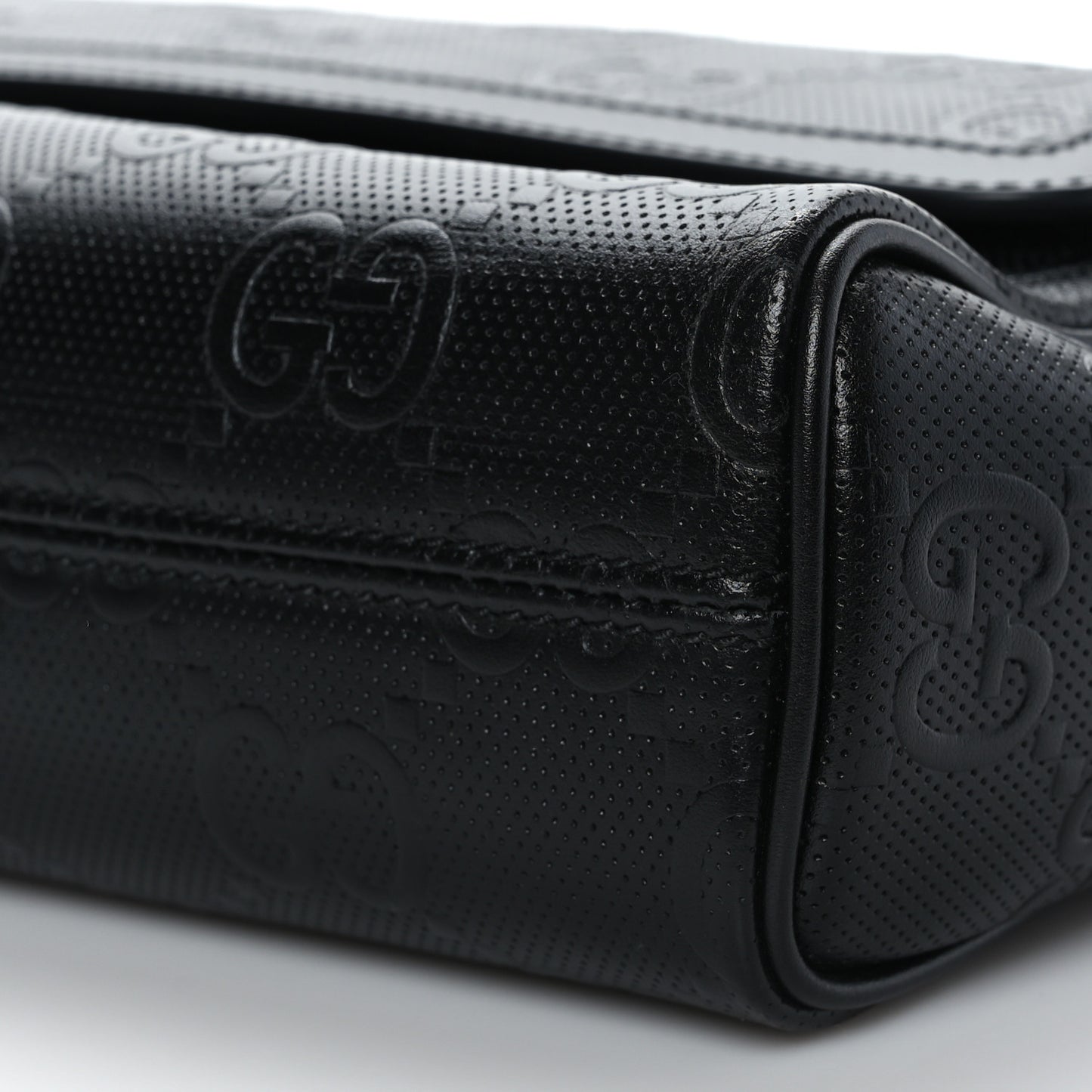 Calfskin GG Tennis Embossed Shoulder Bag Black