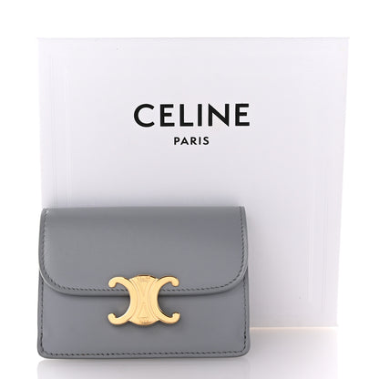 Celine Shiny Calfskin Triomphe Flap Card Holder Pearl Blue 8 of 8