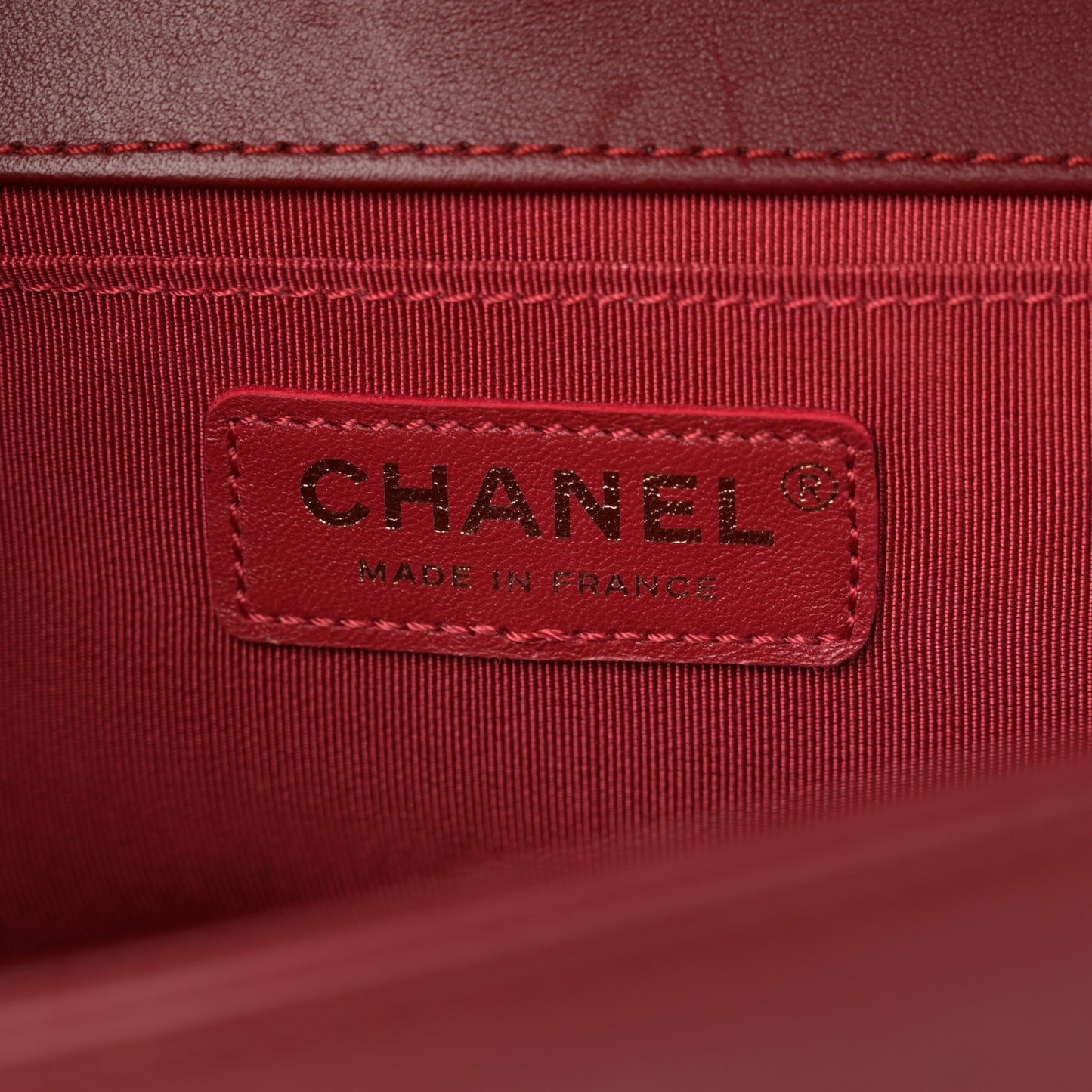 Lambskin Quilted Medium Boy Flap Dark Red