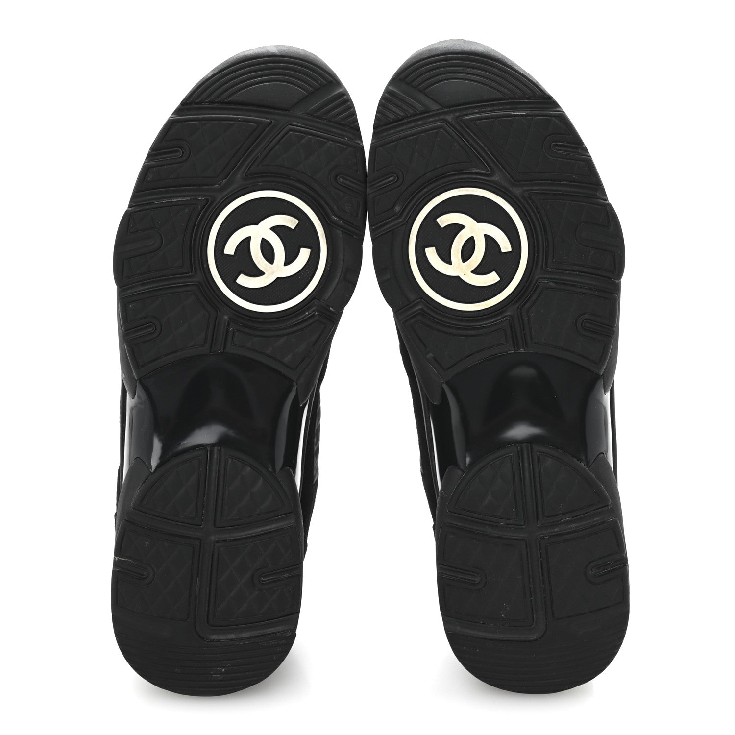 Chanel Fabric Calfskin Suede CC Sneakers 40 Black 6 of 10