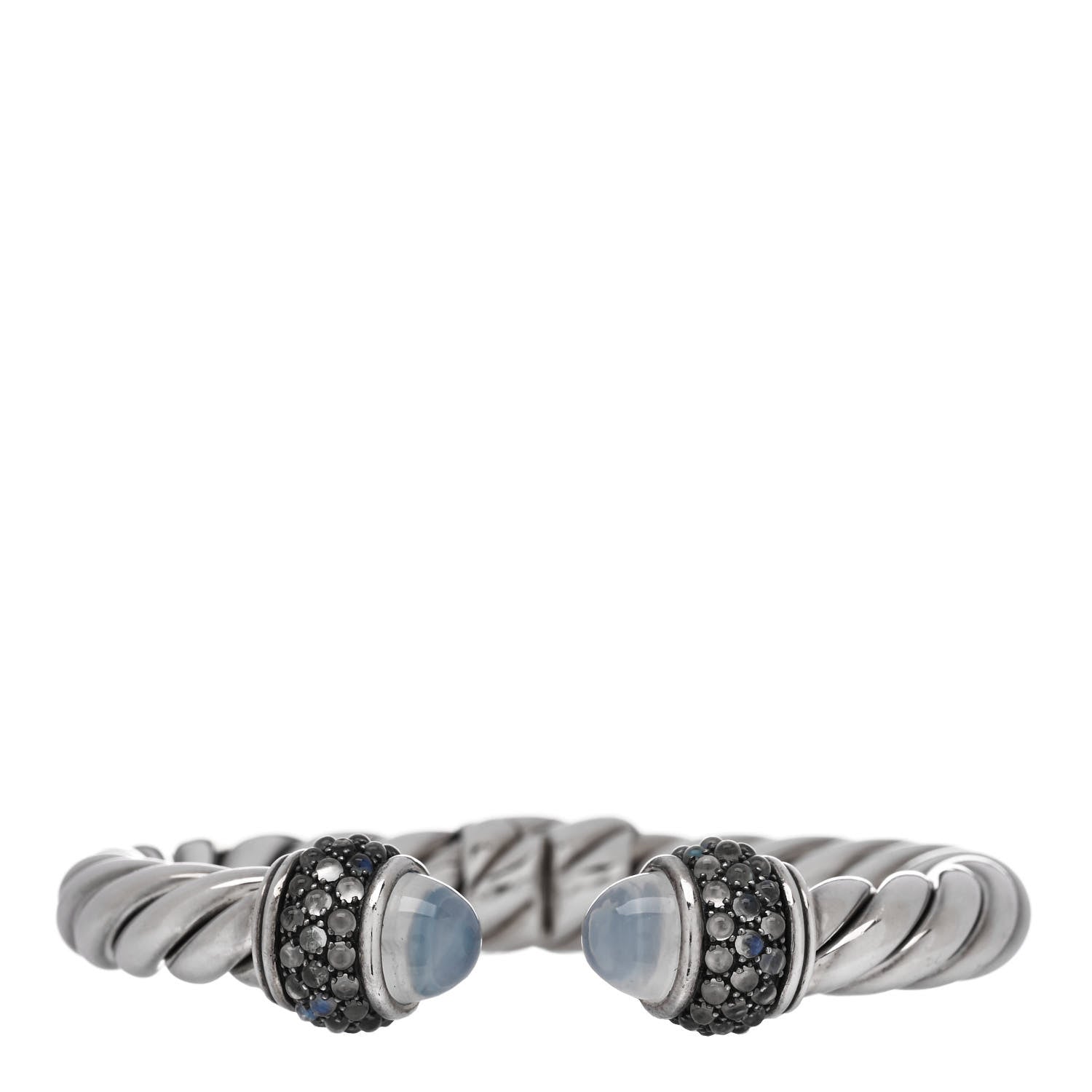 David Yurman Sterling Silver Moon Quartz Blue Moonstone 9mm Cable Renaissance Bracelet 1 of 3