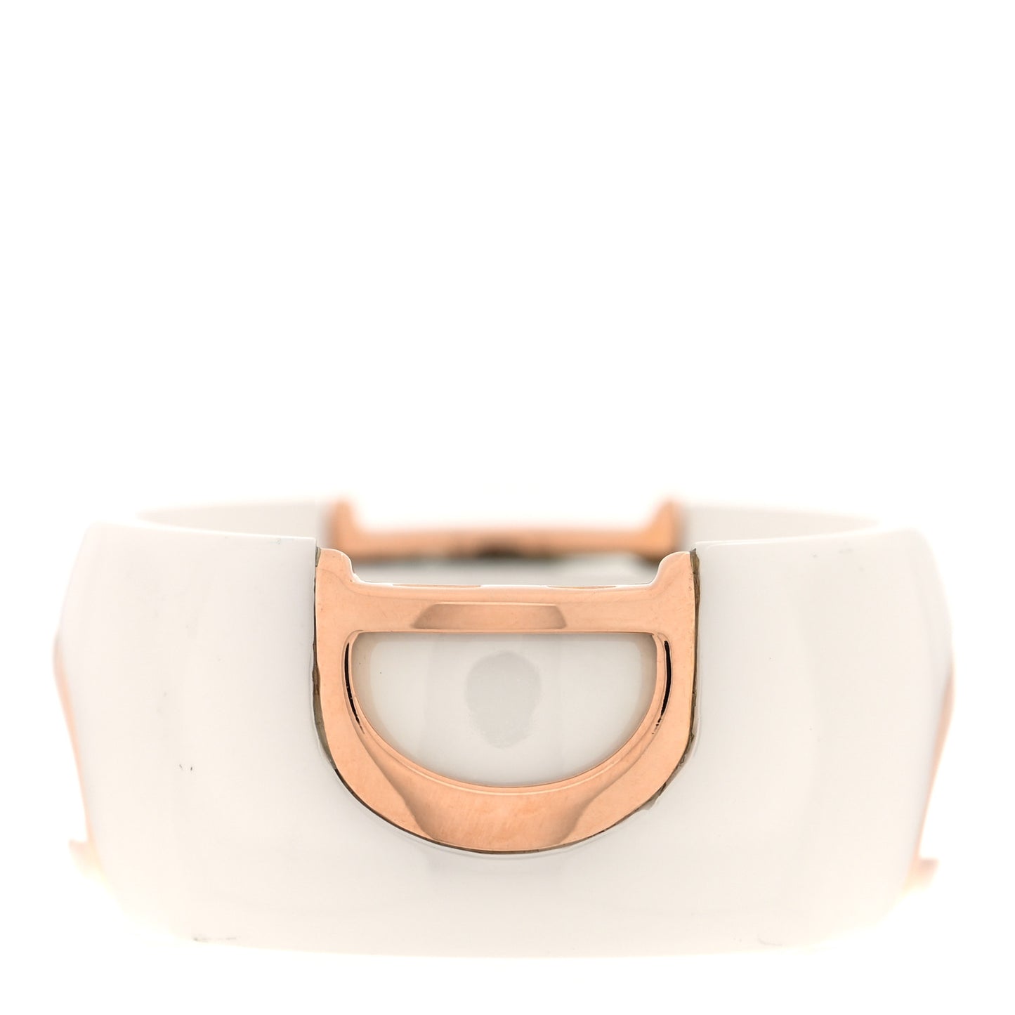 18K Pink Gold Ceramic Diamond D Icon Ring 53 6.5 White