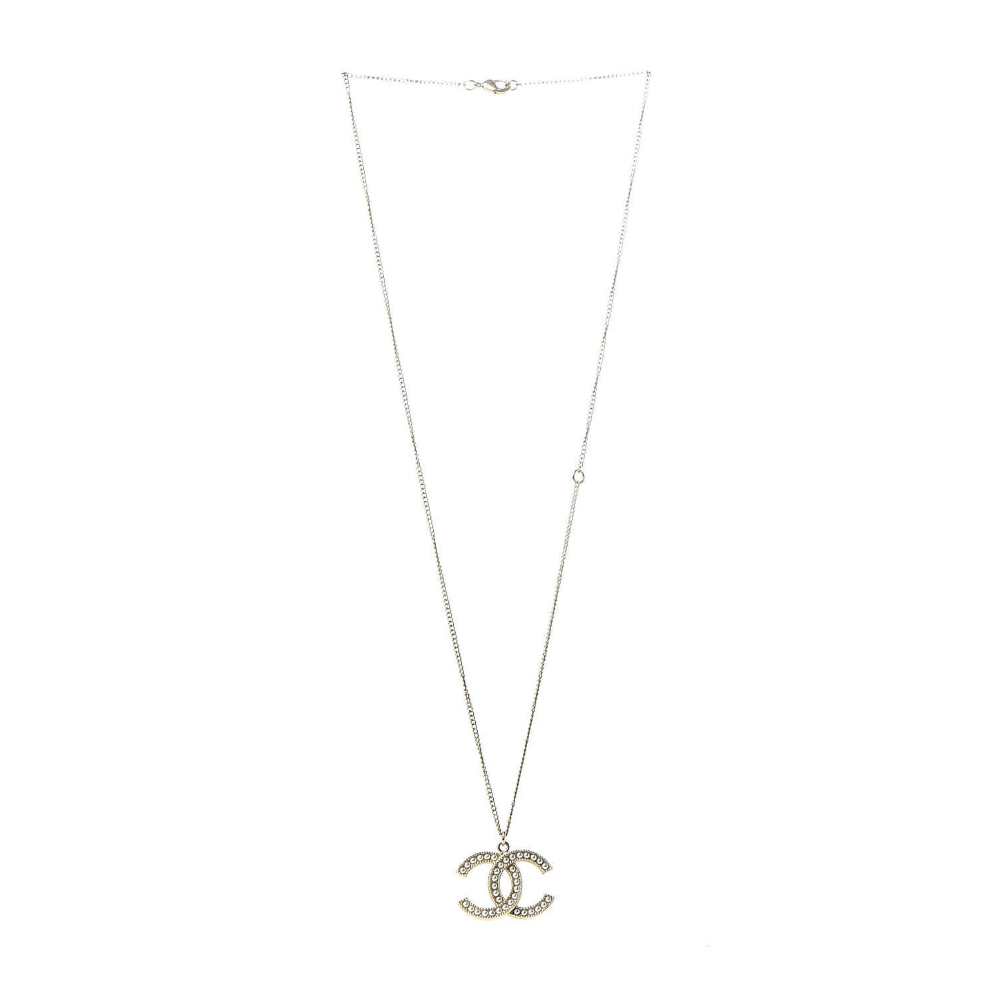 Pearl CC Pendant Necklace Gold