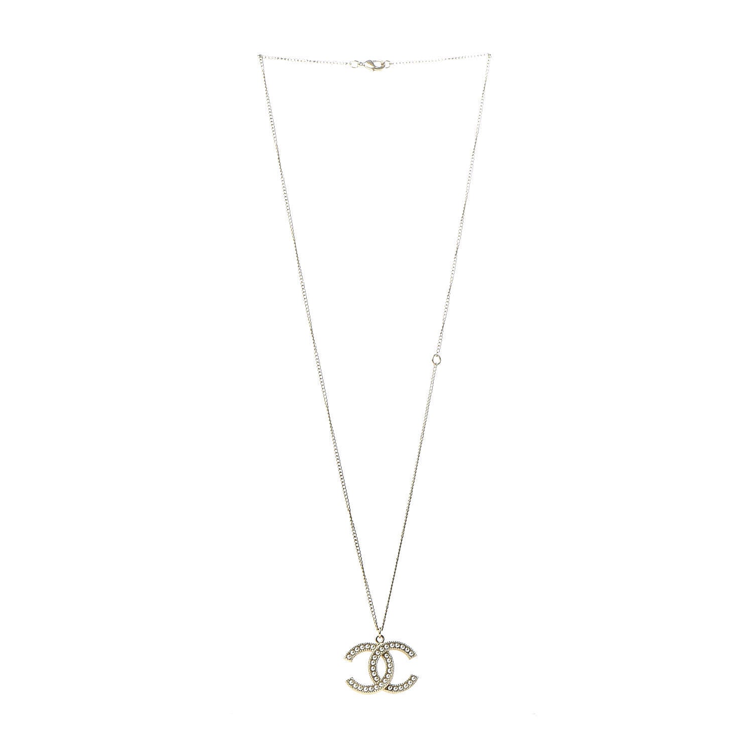 Chanel Pearl CC Pendant Necklace Gold 3 of 5