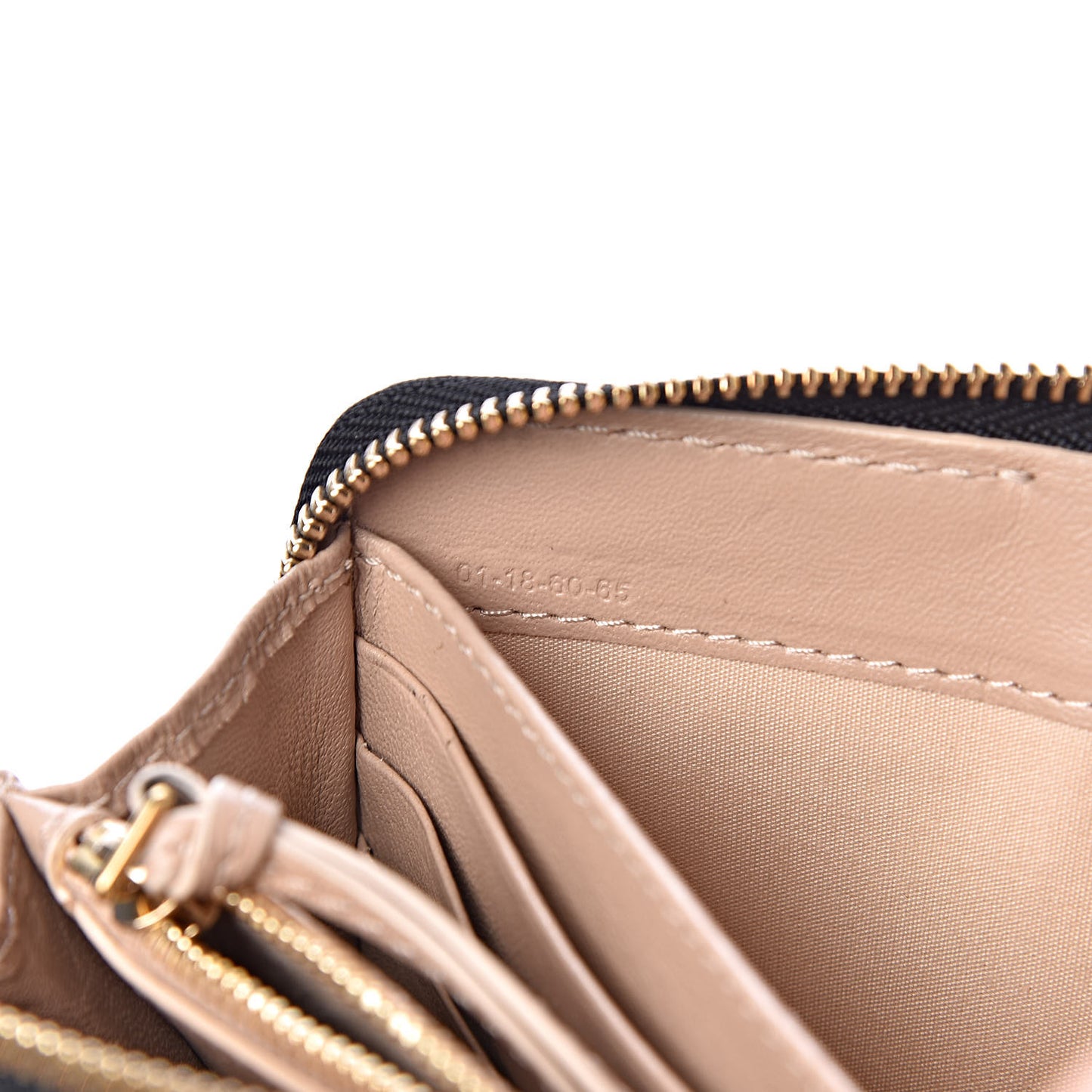 Grained Calfskin Marcie Long Zip Around Wallet Black