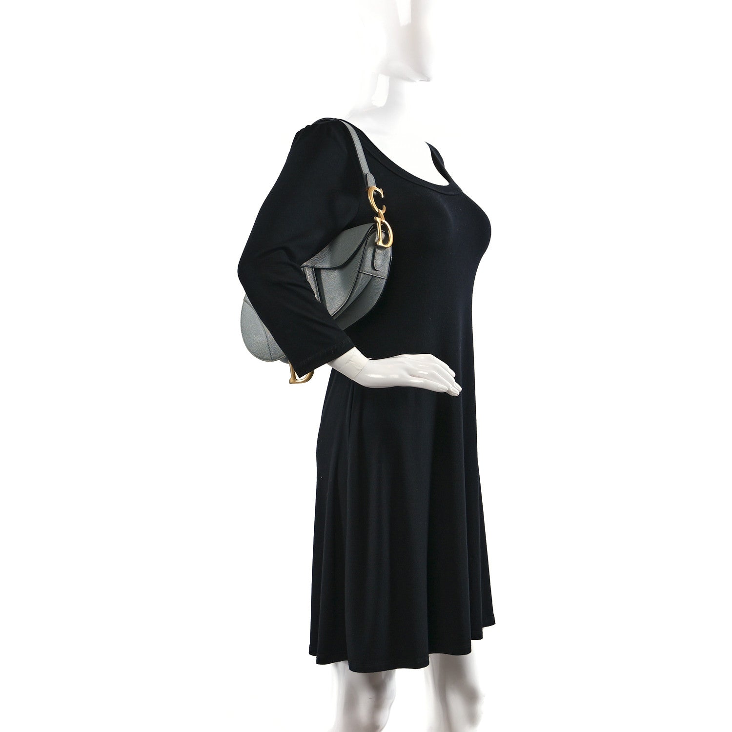 Christian Dior Grained Calfskin Saddle Bag Grey Stone 2 of 13