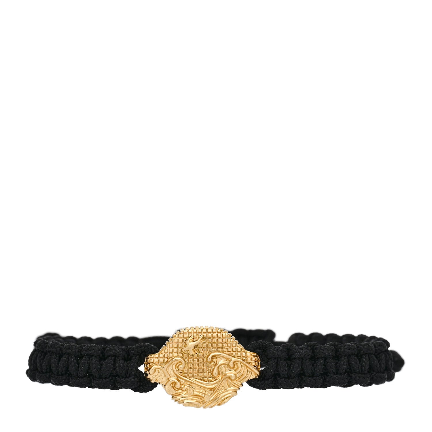 David Yurman 18K Yellow Gold Nylon Waves Woven Bracelet Black 1 of 3