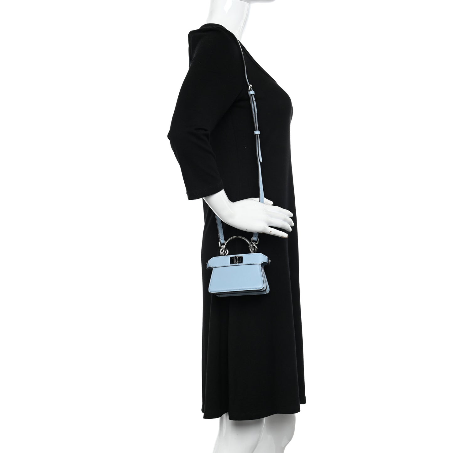 Shiny Nappa Nano Peekaboo Maxi Handle Satchel Azzurro Baby