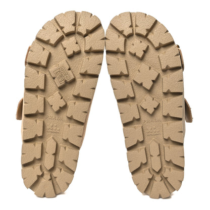 Prada Suede Buckle Slide Sandals 39.5 Ecru 5 of 8