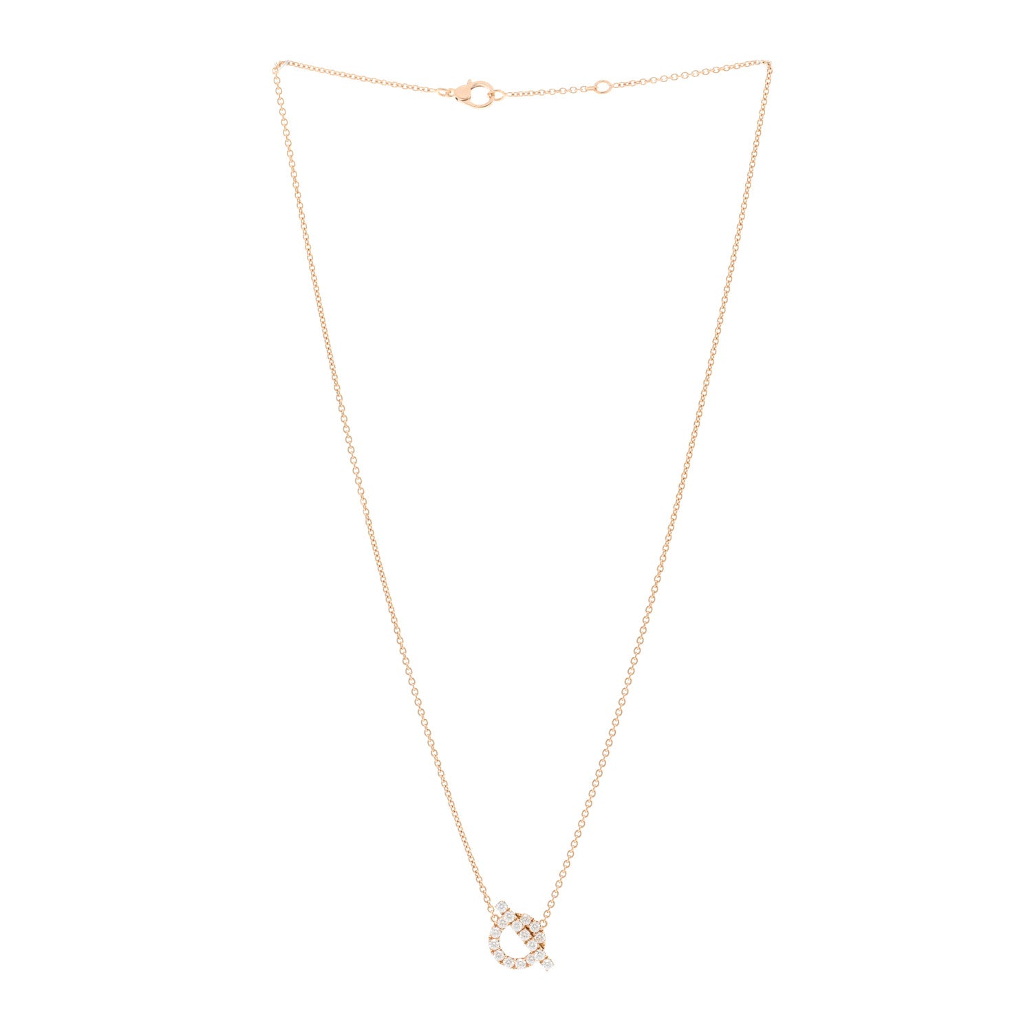Hermes 18K Rose Gold Diamond Finesse Pendant Necklace 3 of 5