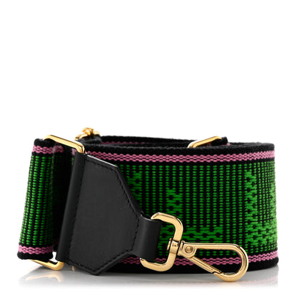 Fendi Cannete Ribbon Poly Vitello Century Logo Adjustable Strap You Rosa Antico Verde Black 1 of 5