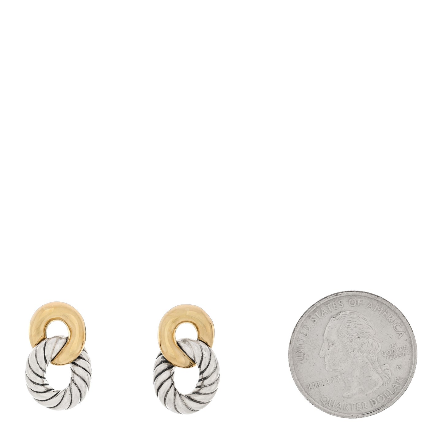 Sterling Silver 18K Yellow Gold Belmont Curb Link Drop Earrings