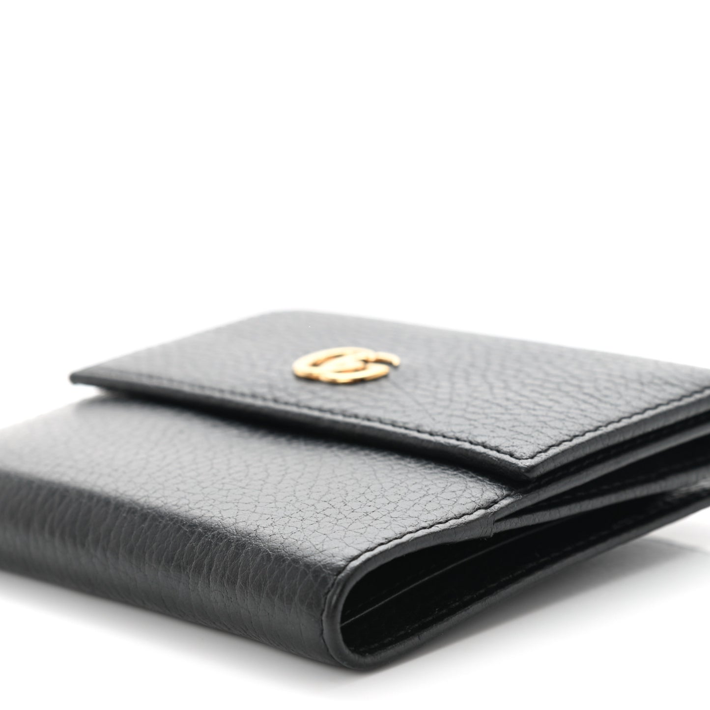 Dollar Calfskin Double G French Flap Wallet Black