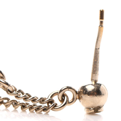 Chanel Medallion Clover CC Drop Earrings Light Gold 7 of 7