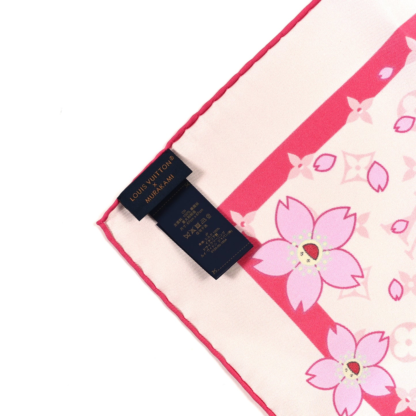 LV X TM Silk Monogram Cherry Blossom Square 70 Scarf Pink