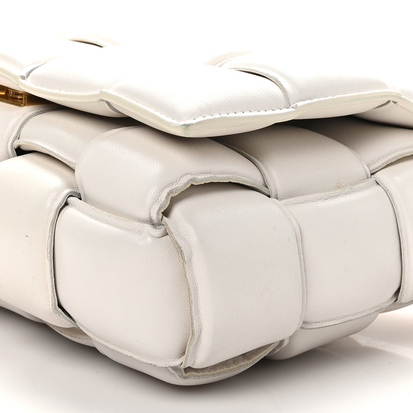 Nappa Maxi Intreccio Padded Cassette Crossbody Bag Chalk