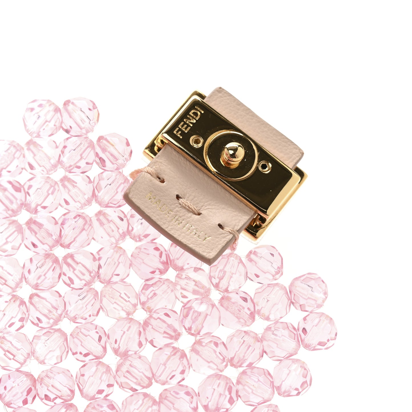 Enamel Vitello King Beaded Pico Baguette Charm Pink