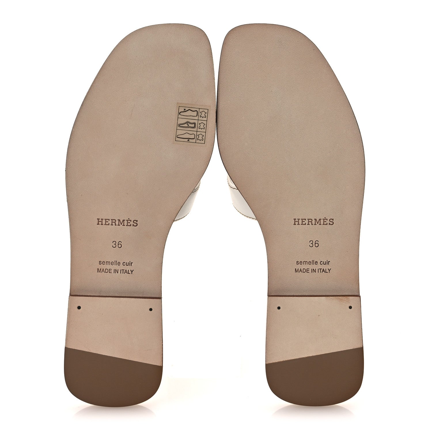 Hermes Box Calfskin Oran Sandals 36 White 7 of 11