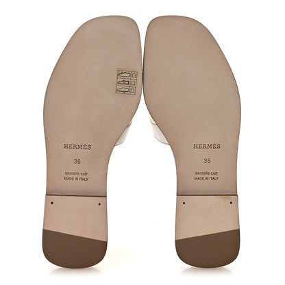 Hermes Box Calfskin Oran Sandals 36 White 7 of 11