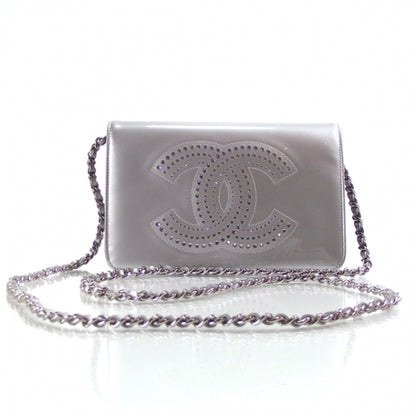 Chanel Patent Rhinestone Strass Wallet On Chain Gray 1 of 12