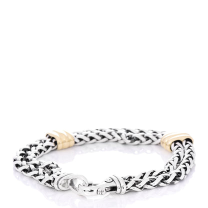 David Yurman Sterling Silver 18K Yellow Gold Double Wheat Chain Bracelet 3 of 4