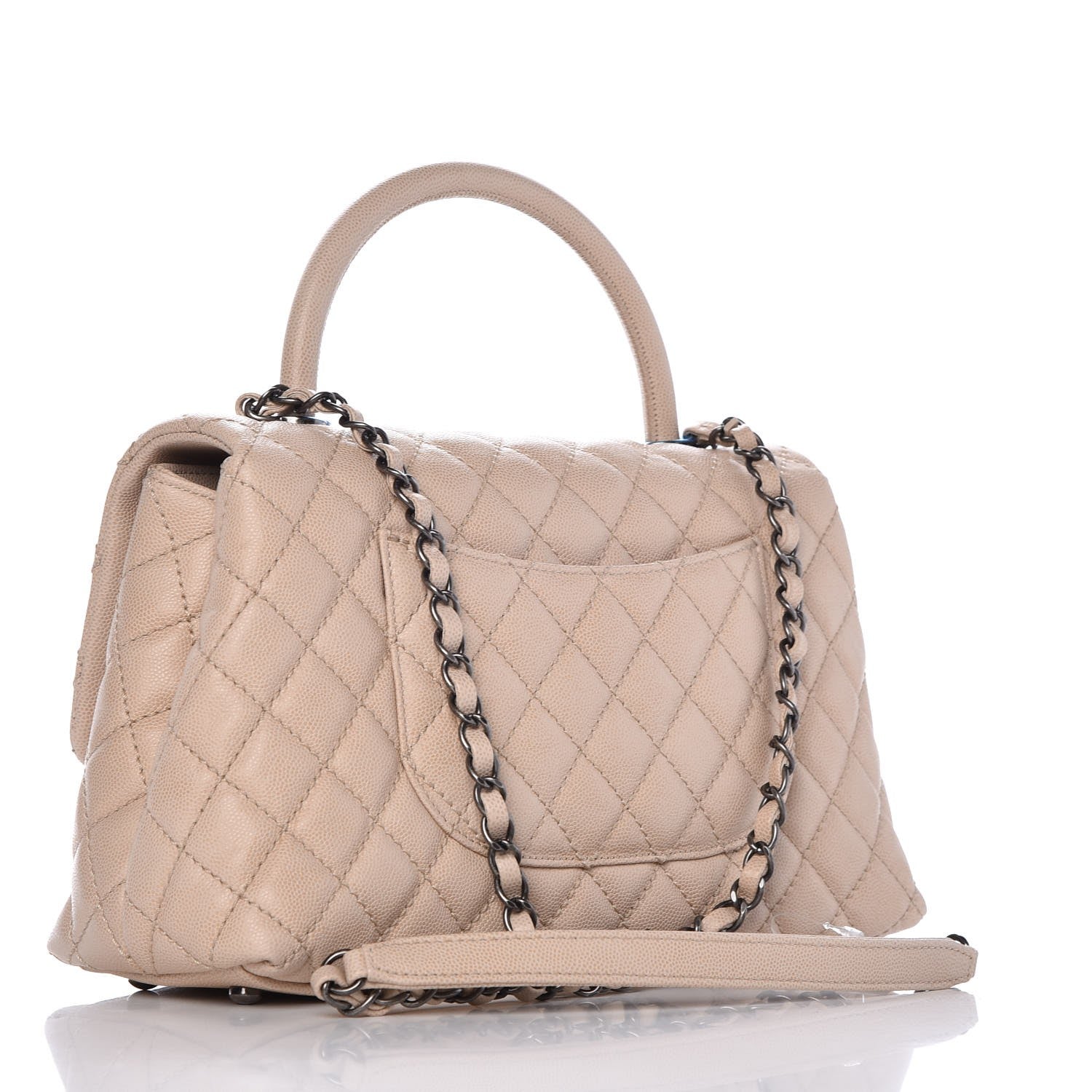 Chanel Caviar Quilted Small Coco Handle Flap Light Beige 3 of 8