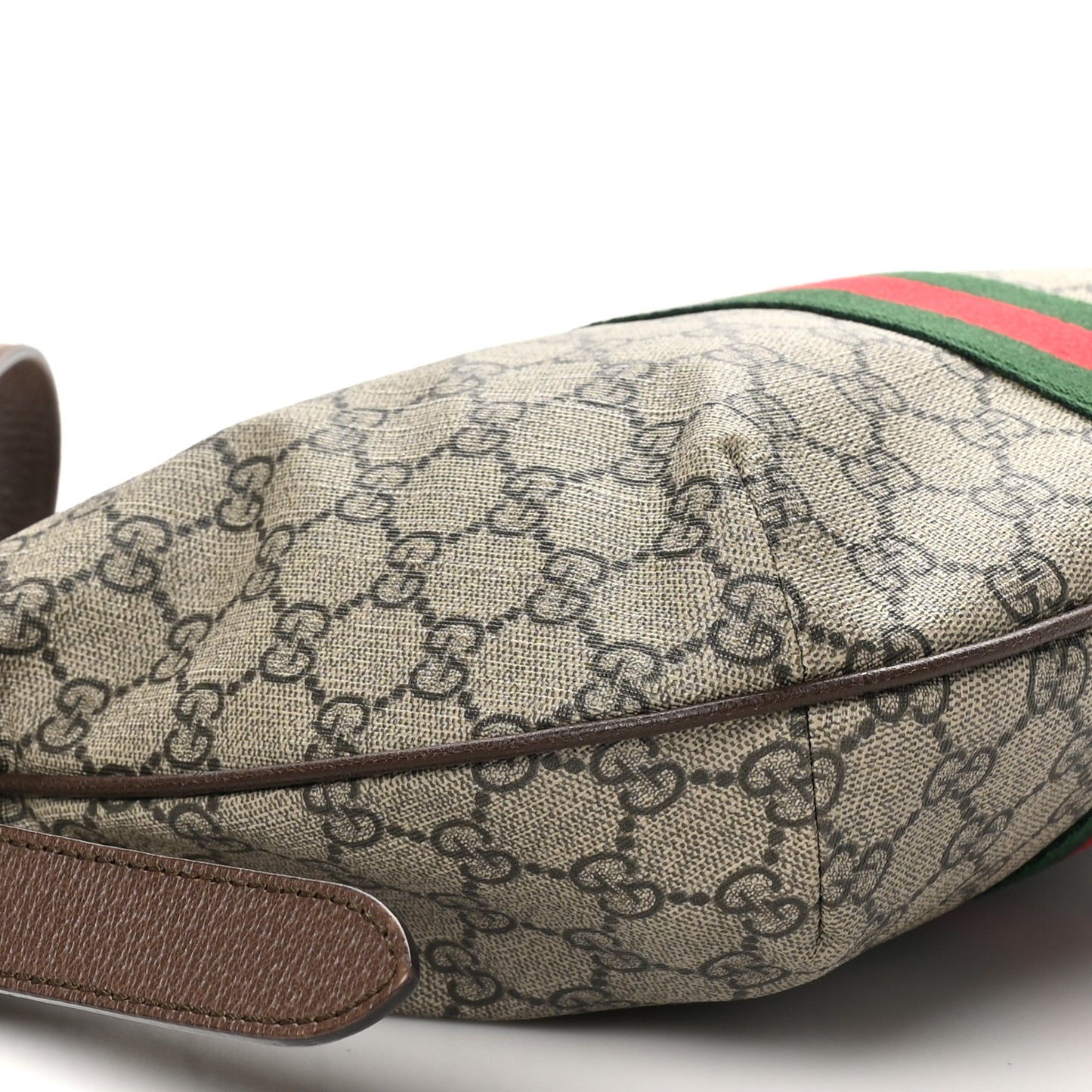 GG Supreme Monogram Web Small Ophidia Half Moon Hobo Brown