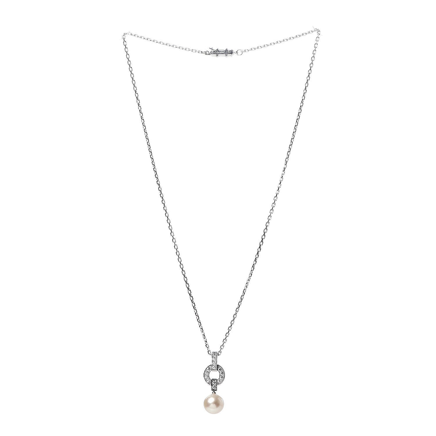 18K White Gold Diamond Pearl Himalia Pendant Necklace
