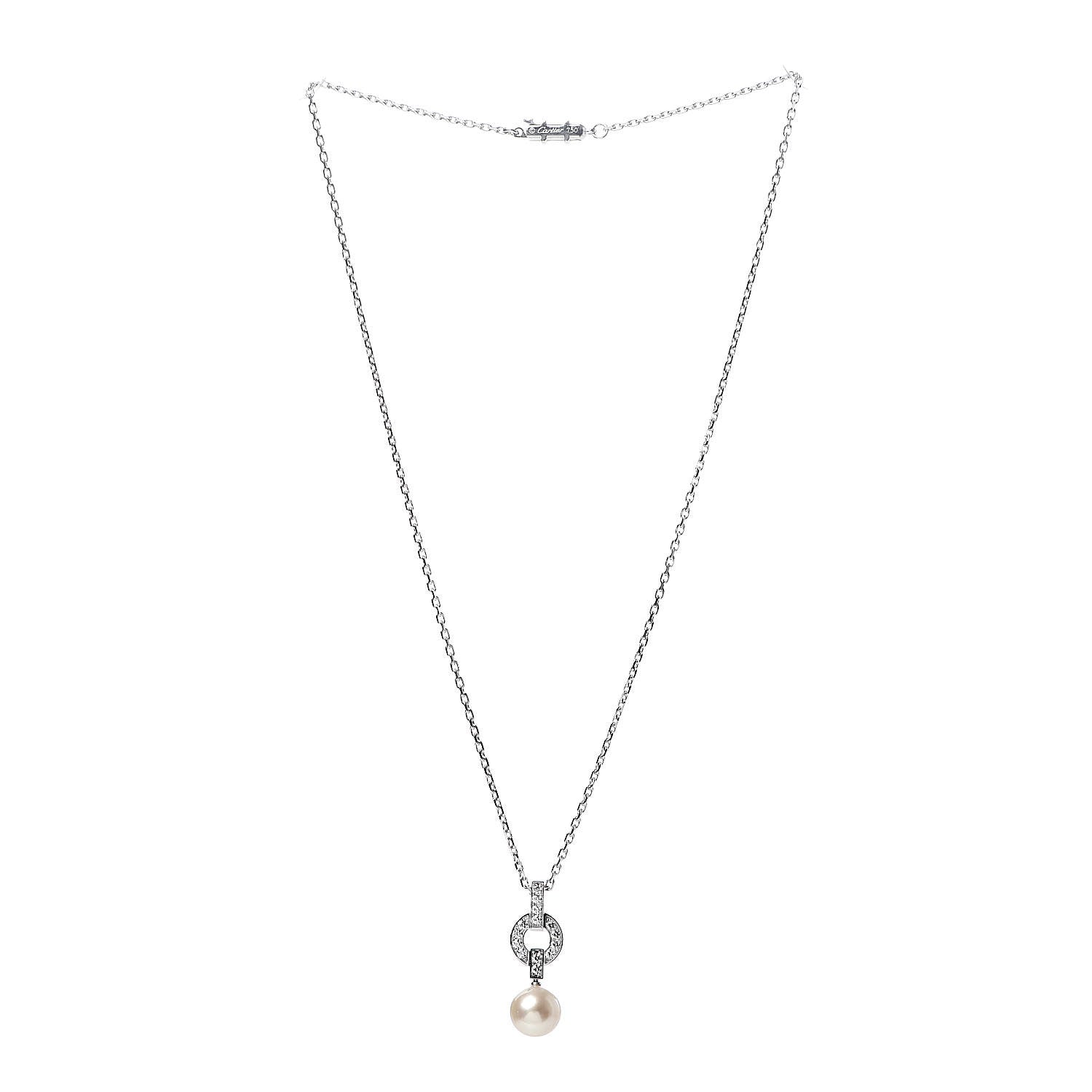 Cartier 18K White Gold Diamond Pearl Himalia Pendant Necklace 3 of 8