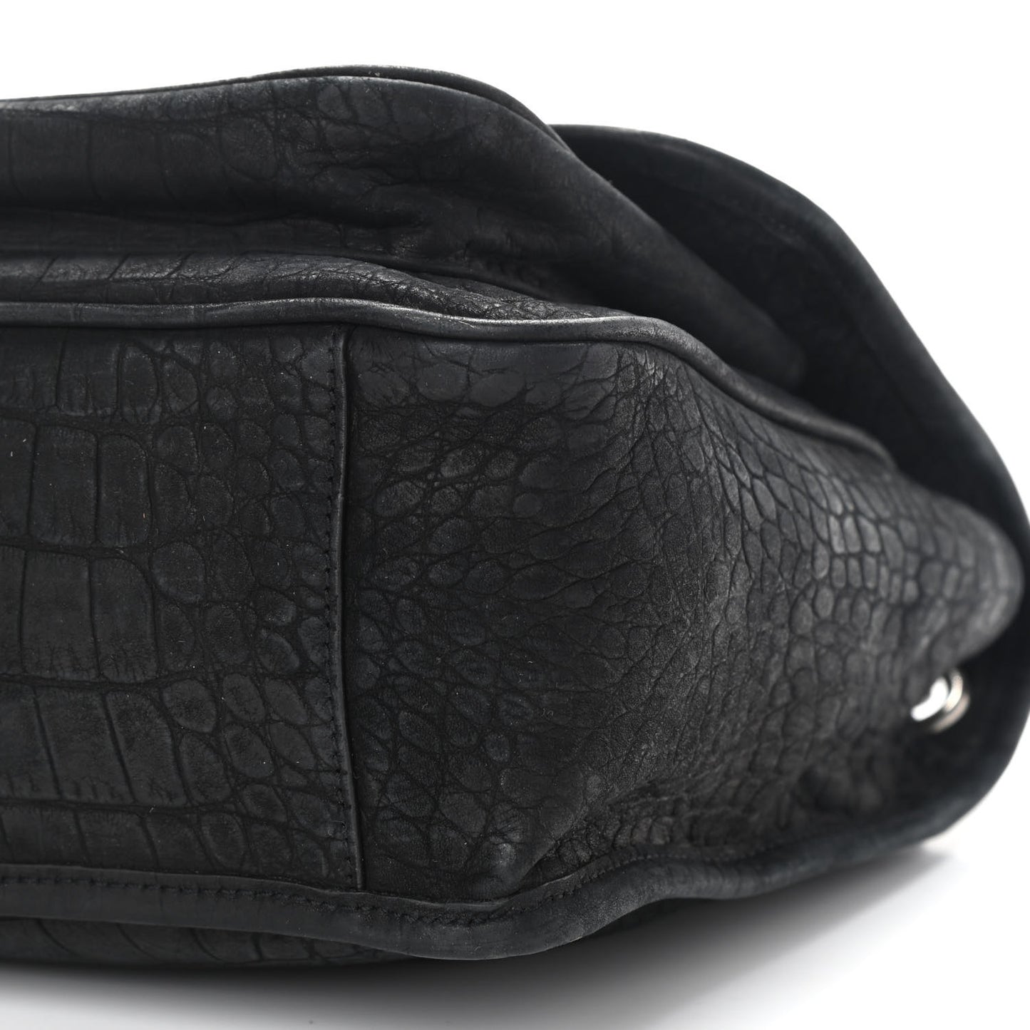 Nubuck Crocodile Embossed Monogram Medium Niki Chain Satchel Black