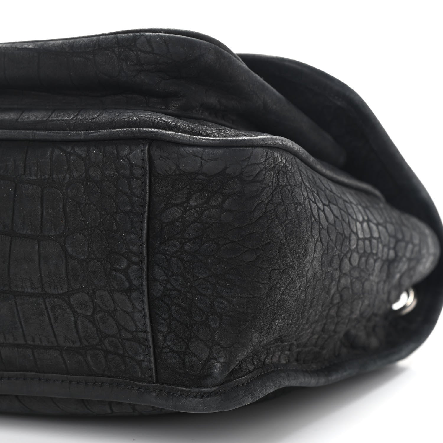 Saint Laurent Nubuck Crocodile Embossed Monogram Medium Niki Chain Satchel Black 9 of 9