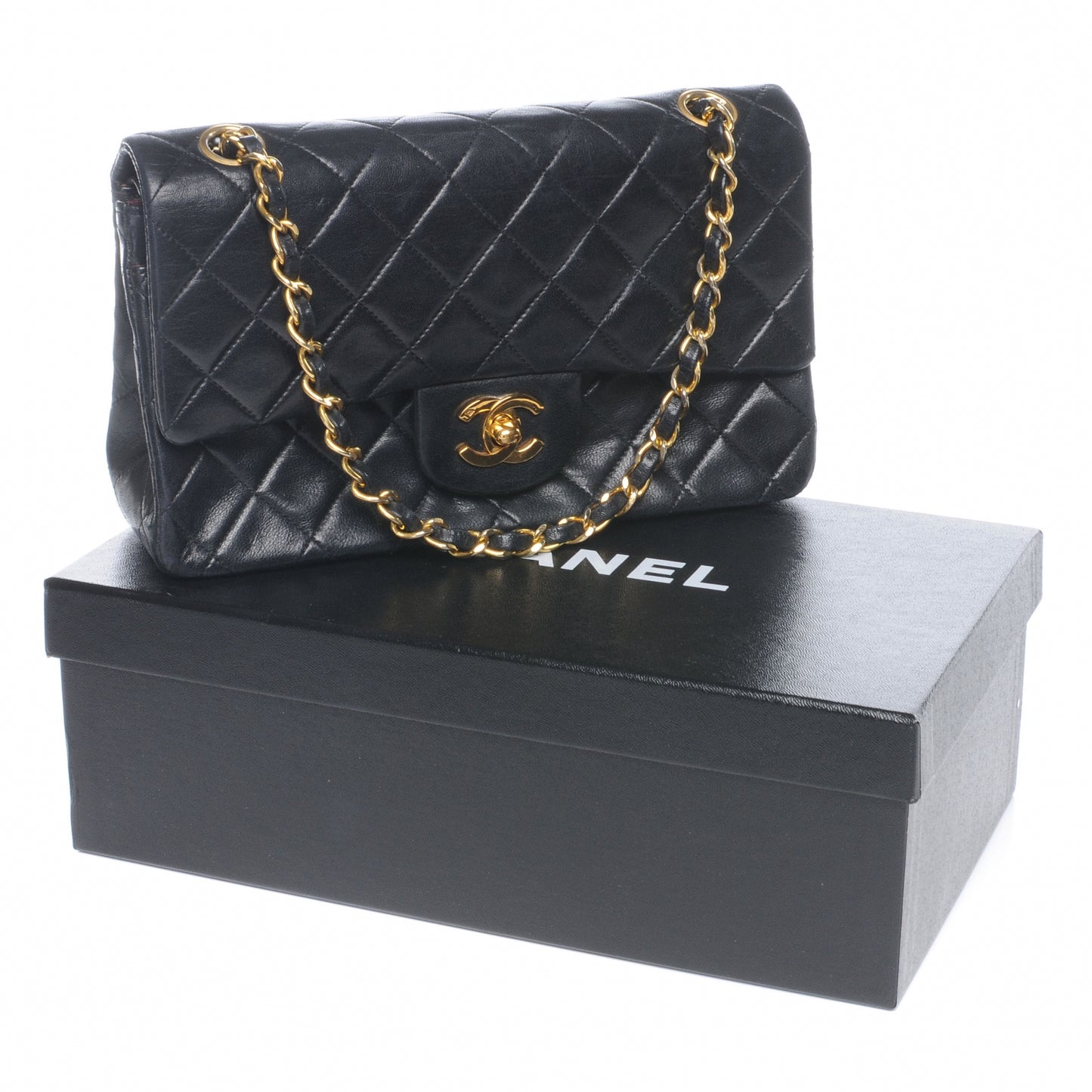 Lambskin Quilted Small Double Flap Black