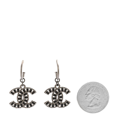 Chanel Crystal CC Drop Earrings Ruthenium 2 of 4