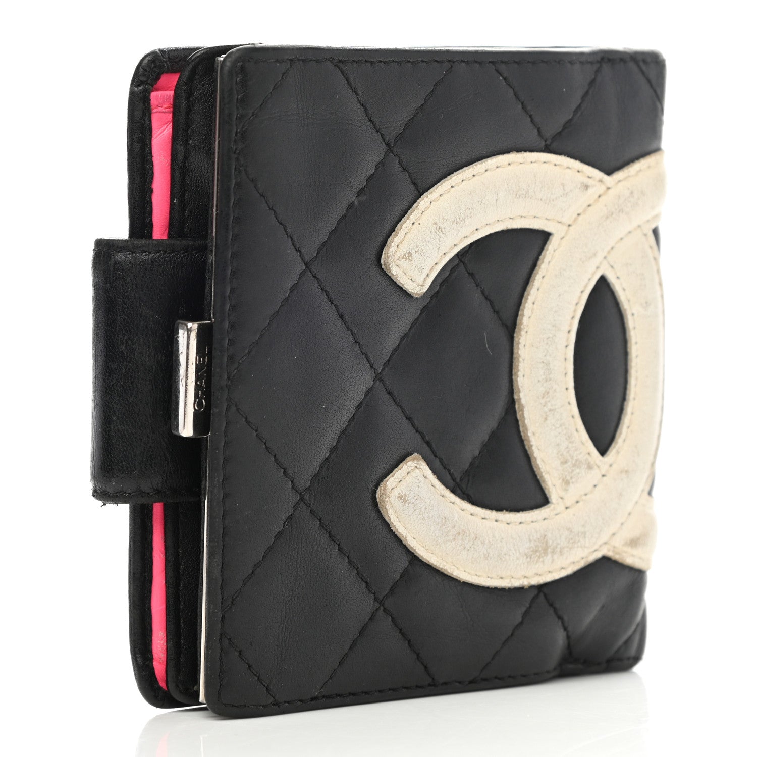 Chanel Calfskin Quilted Cambon Bi-Fold Wallet Black White 3 of 13