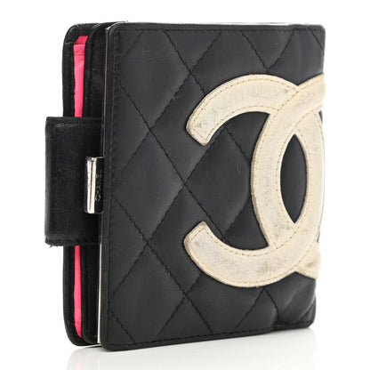 Chanel Calfskin Quilted Cambon Bi-Fold Wallet Black White 3 of 13