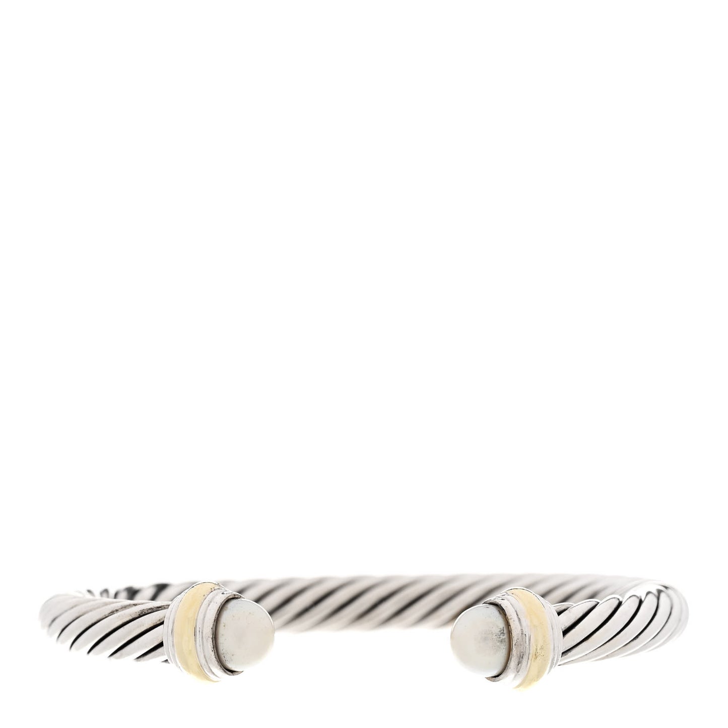 Sterling Silver 14K Yellow Gold Pearl 7mm Cable Classics Bracelet