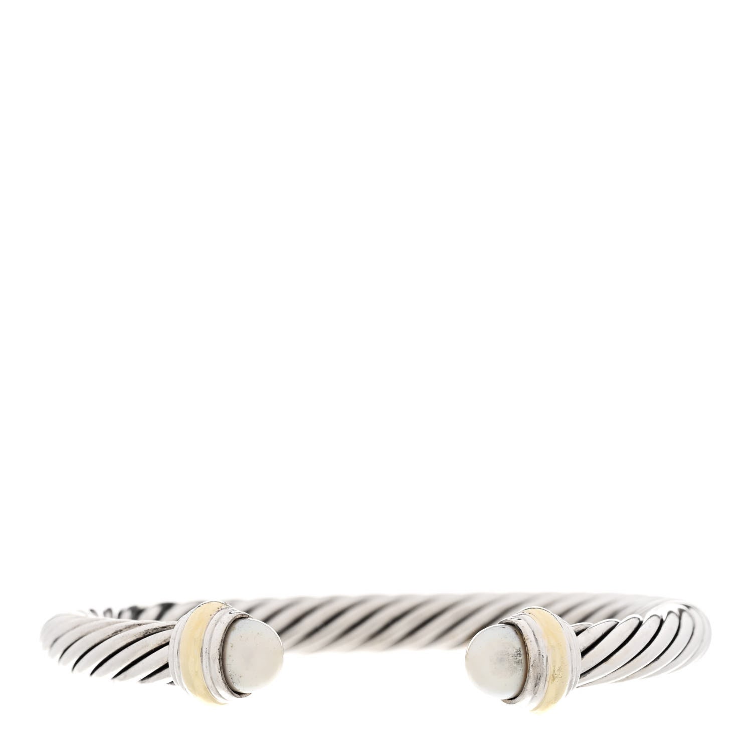 David Yurman Sterling Silver 14K Yellow Gold Pearl 7mm Cable Classics Bracelet 1 of 3