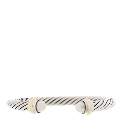 David Yurman Sterling Silver 14K Yellow Gold Pearl 7mm Cable Classics Bracelet 1 of 3