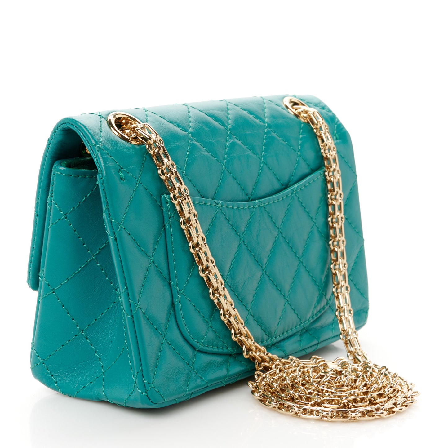 Aged Calfskin Quilted 2.55 Reissue Mini Flap Green