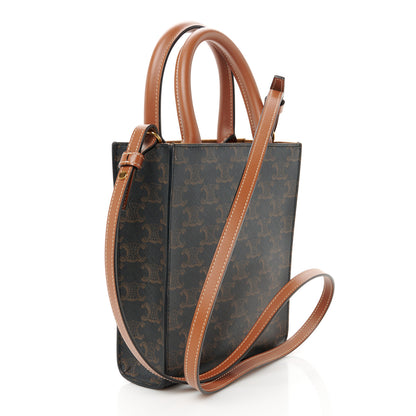 Celine Triomphe Canvas Calfskin Mini Vertical Cabas Tan 3 of 9