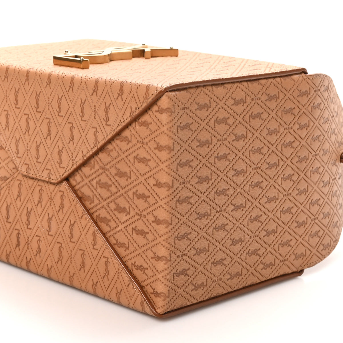 Saint Laurent Calfskin Monogram Take Away Box Dusty Vintage Brown Gold 9 of 9