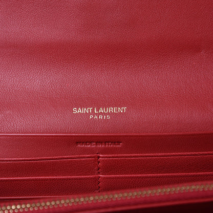 Saint Laurent Lambskin Matelasse Monogram Large Vicky Continental Wallet Rouge Eros 6 of 6