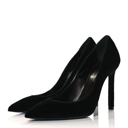 Saint Laurent Velvet Anja 105 Pumps 35 Black 3 of 11