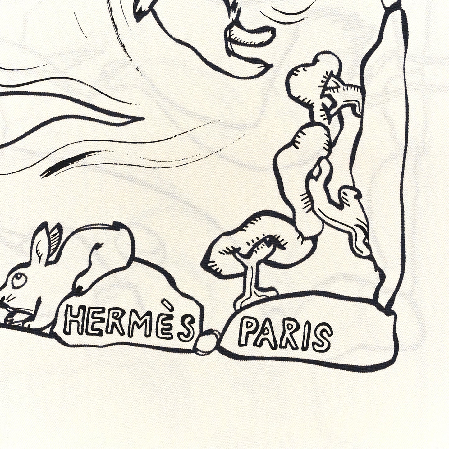 Silk Mille Et Un Lapins Scarf 90 White Black