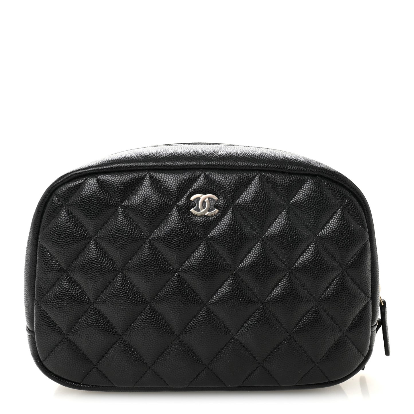 Caviar Quilted Medium Curvy Pouch Cosmetic Case Black