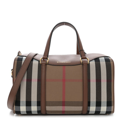 Burberry House Check Derby Calfskin Medium Alchester Bowling Bag Tan 1 of 12