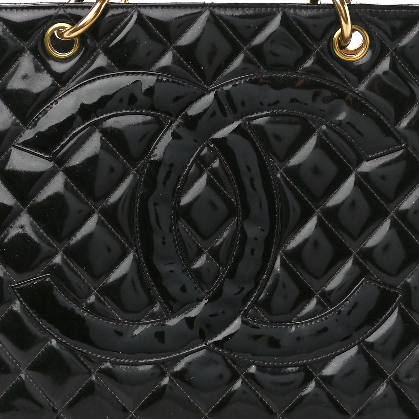 Patent Quilted Grand Shopping Tote GST Black